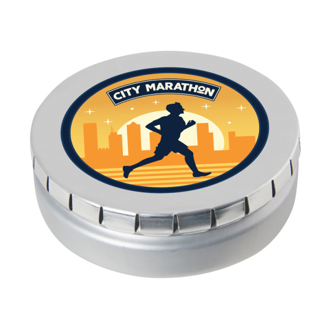 Promotional Large Round Click Tin With Dextrose Mints - Image 1