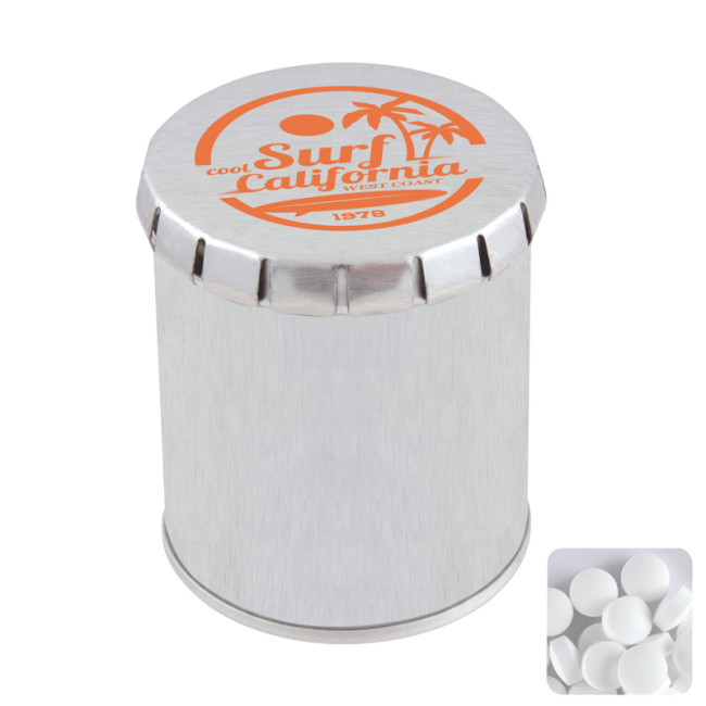 Promotional Tall Round Click Tin With Dextrose Mints