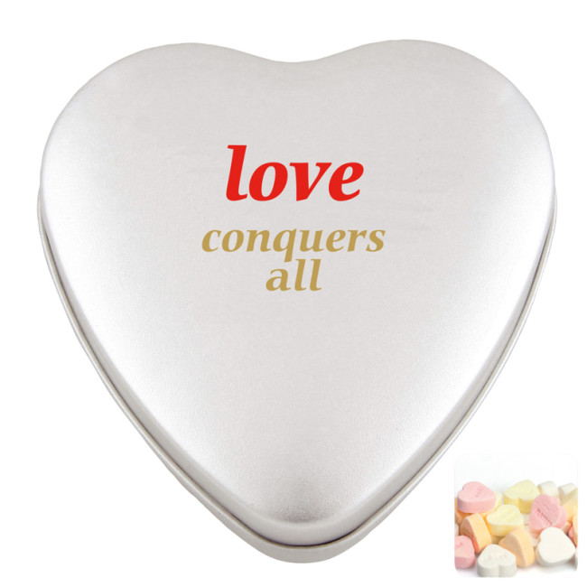 Promotional Large Heart Tin With Fruit Heart Sweets