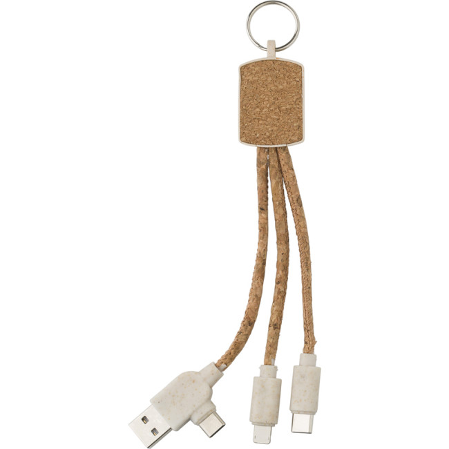 Promotional Stainless Steel Keychain With Charging Cable - Image 1