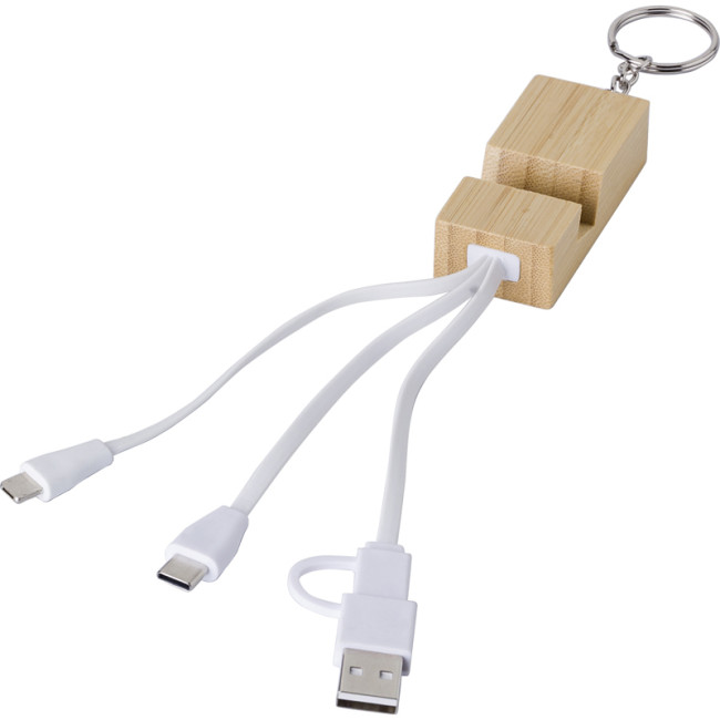 Promotional Bamboo Charger And Keychain - Image 1