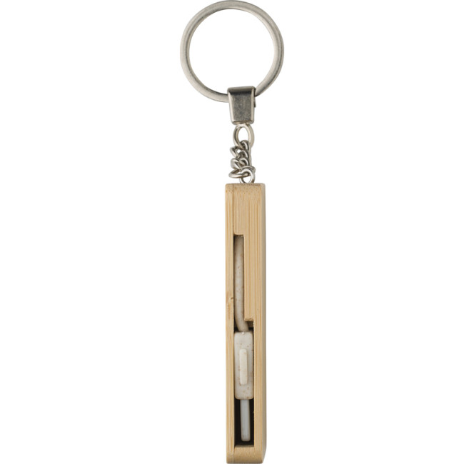 Promotional Bamboo Keychain With Charging Cables - Image 1