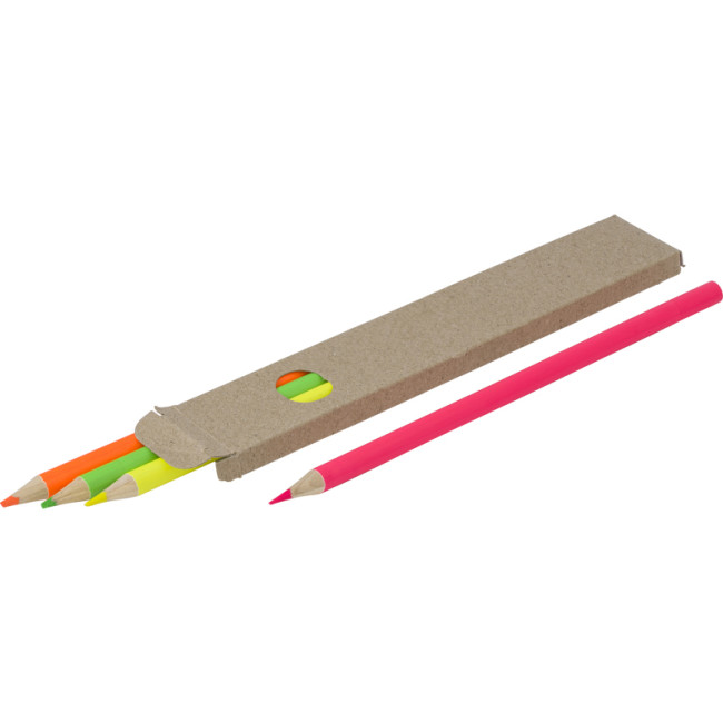 Promotional Coloured Highlighter Pencil Set 4pc - Image 1