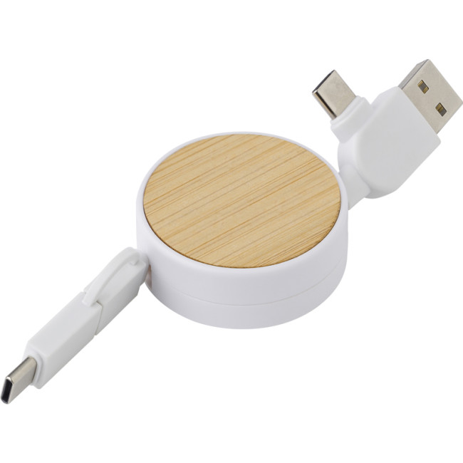 Promotional The Ponza Bamboo Extendable Charging Cable - Image 1