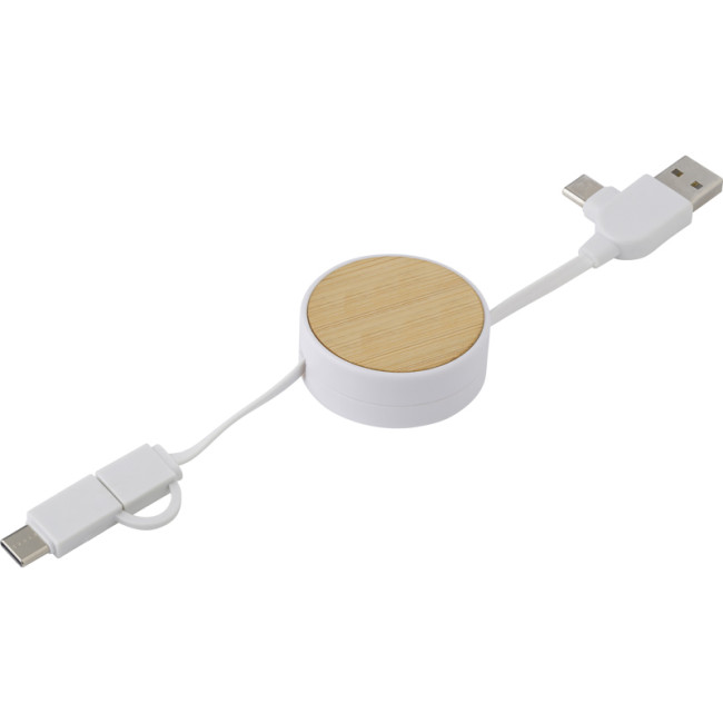 Promotional The Ponza Bamboo Extendable Charging Cable - Image 2