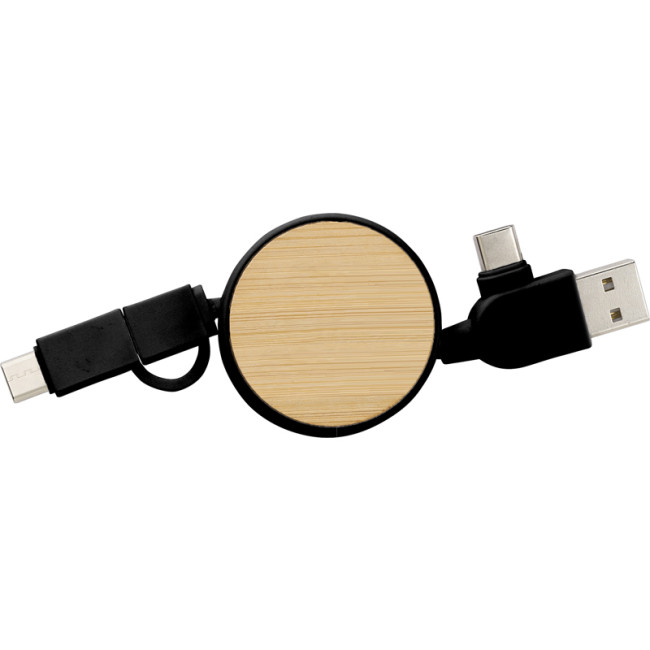 Promotional The Ponza Bamboo Extendable Charging Cable - Image 4