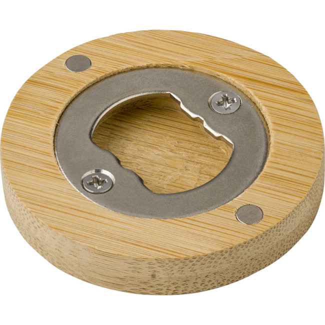 Promotional Bamboo Magnet With Bottle Opener - Image 1