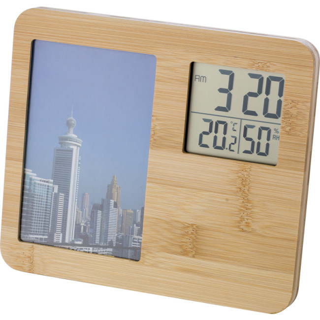 Promotional Bamboo Weather Station - Image 1