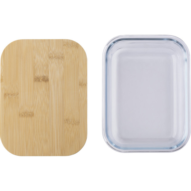 Promotional Glass Lunch Box With Bamboo Lid - Image 1