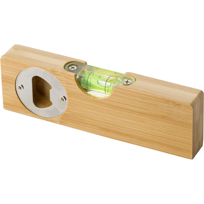 Promotional Bamboo Bottle Opener With Spirit Level - Image 1