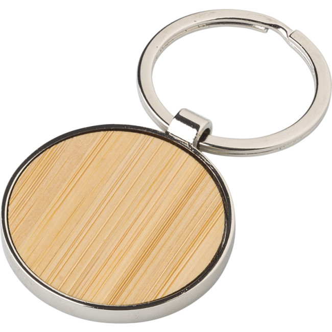 Promotional Bamboo And Metal Key Chain - Image 2