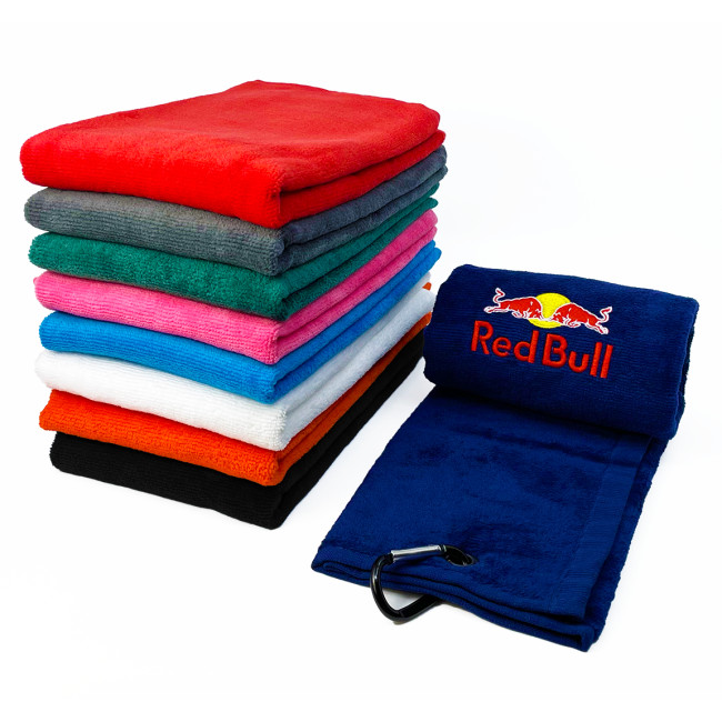 Promotional Velour Embroidered Tri-Fold Golf Towel