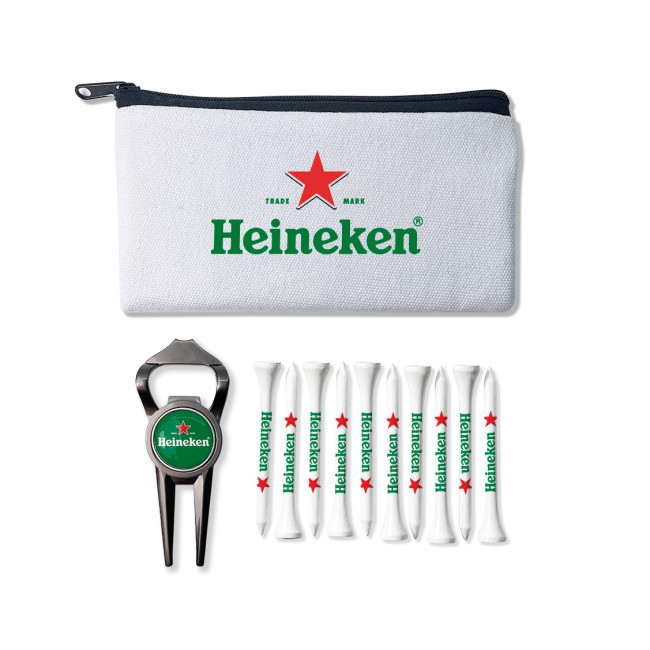 Promotional Geo Bottle Opener Cotton Canvas Zipped Golf Bag Set