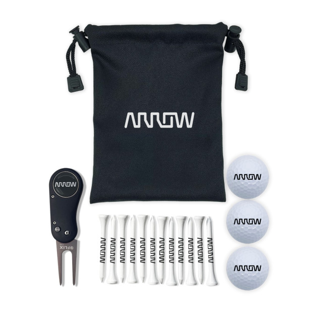 Promotional Flix Lite And Golf Ball Drawstring Golf Bag Set