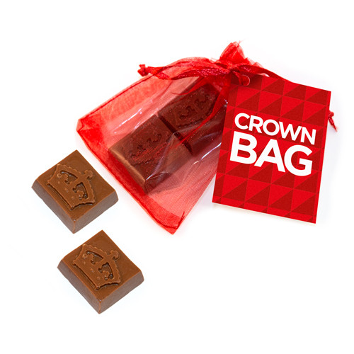 Promotional Milk Chocolate Crowns Organza Bag