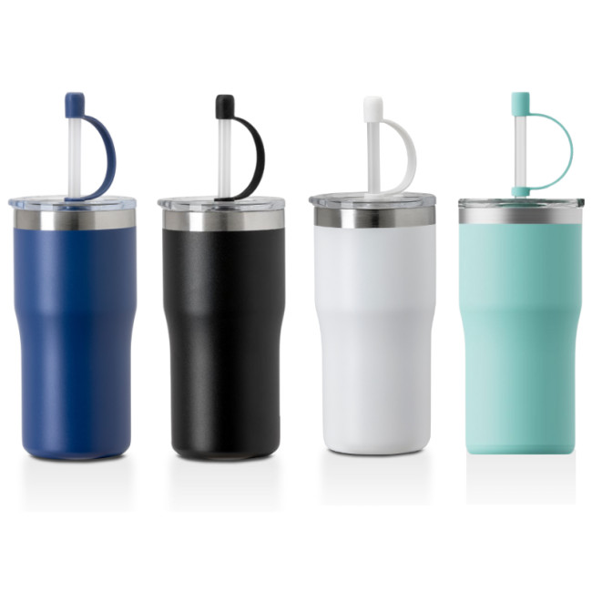 Promotional Kivu Recycled Insulated Cup With Straw 500ml - Image 1