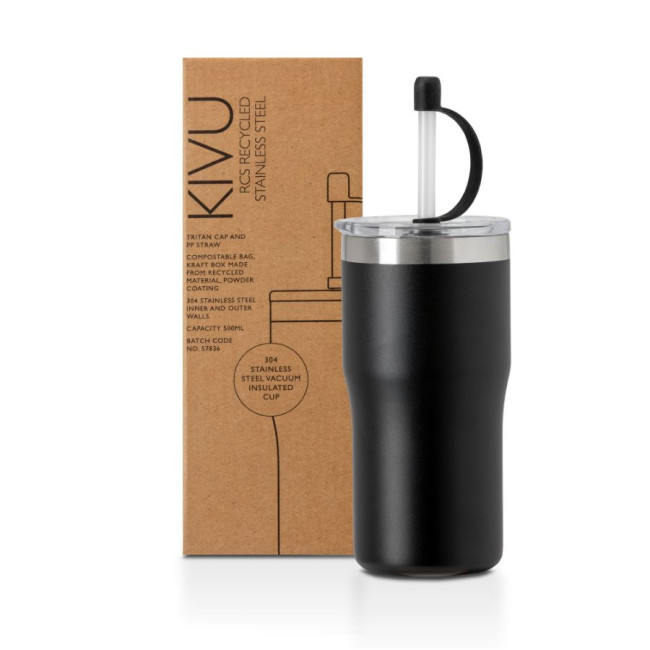 Promotional Kivu Recycled Insulated Cup With Straw 500ml - Image 4