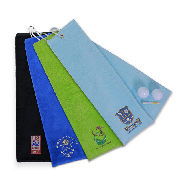 Promotional Aztex Tri Folding Cotton Velour Golf Towel - Image 1