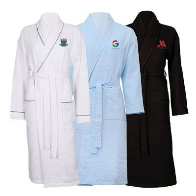 Promotional Aztex Polycotton Shawl Collar Waffle Bathrobe Dressing Gown