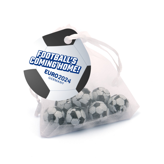 Promotional Organza Bag Chocolate Footballs - Image 1