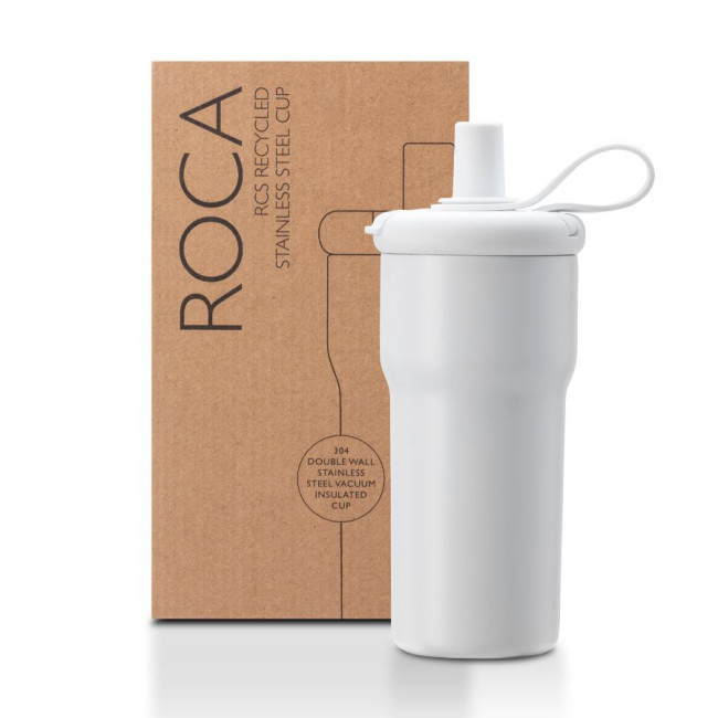 Promotional Roca Recycled Stainless Steel Insulated Cup With Integrated Straw 600ml - Image 2