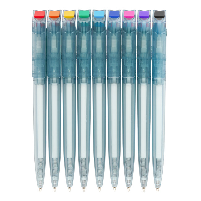 Promotional Litani Clear Blue Recycled Bottle Pen - Image 1