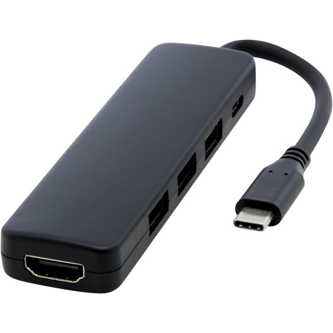 Promotional Loop RCS Recycled Plastic Multimedia Adapter USB 2.0-3.0 With HDMI Port