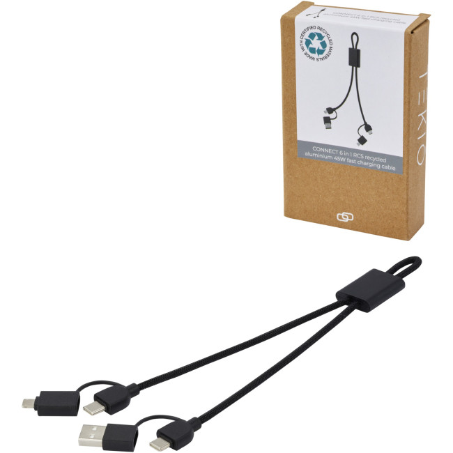 Promotional Connect 6-In-1 RCS Recycled Aluminium Fast Charging Cable 45W