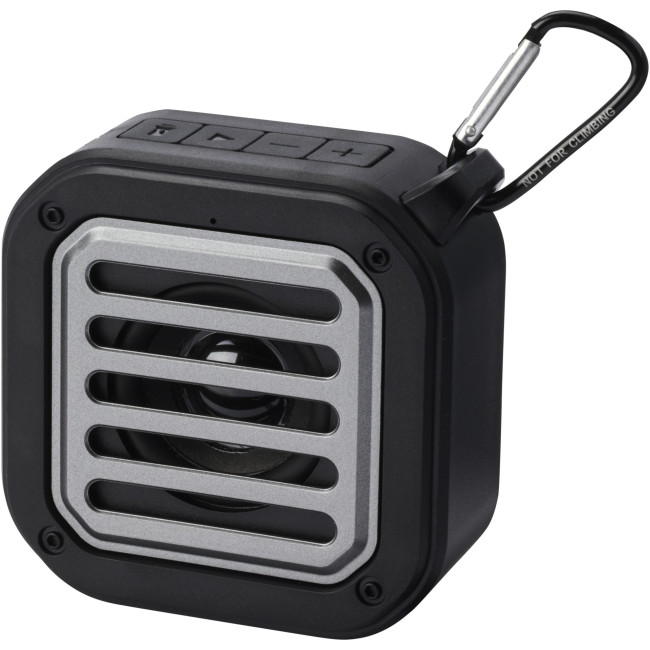 Promotional Solo IPX5 RCS Recycled Plastic Solar Bluetooth  Speaker With Carabiner 3W