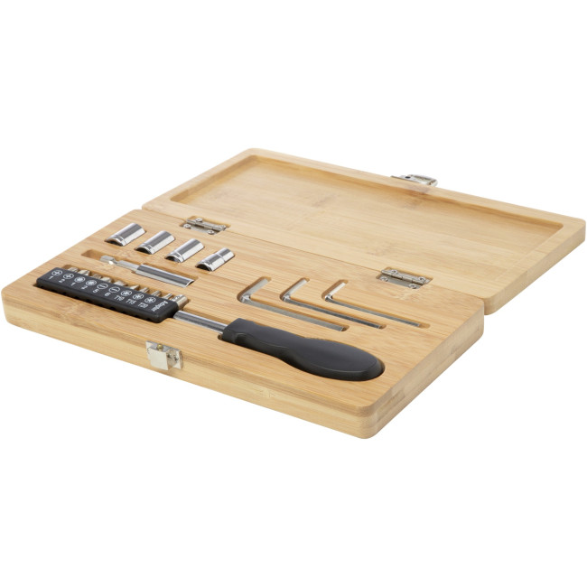 Promotional Rivet 19-Piece Bamboo/Recycled Plastic Tool Set