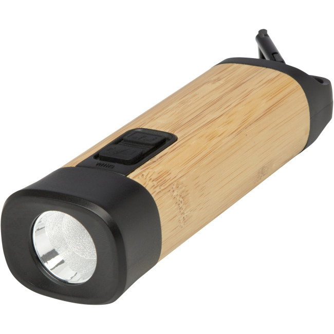 Promotional Kuma Bamboo/RCS Recycled Plastic Torch With Carabiner