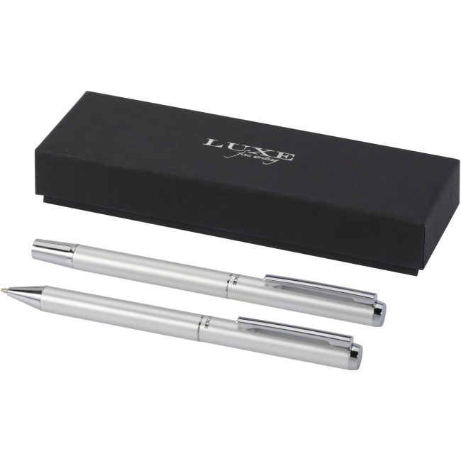 Promotional Lucetto Recycled Aluminium Ballpoint And Rollerball Pen Gift Set - Image 3