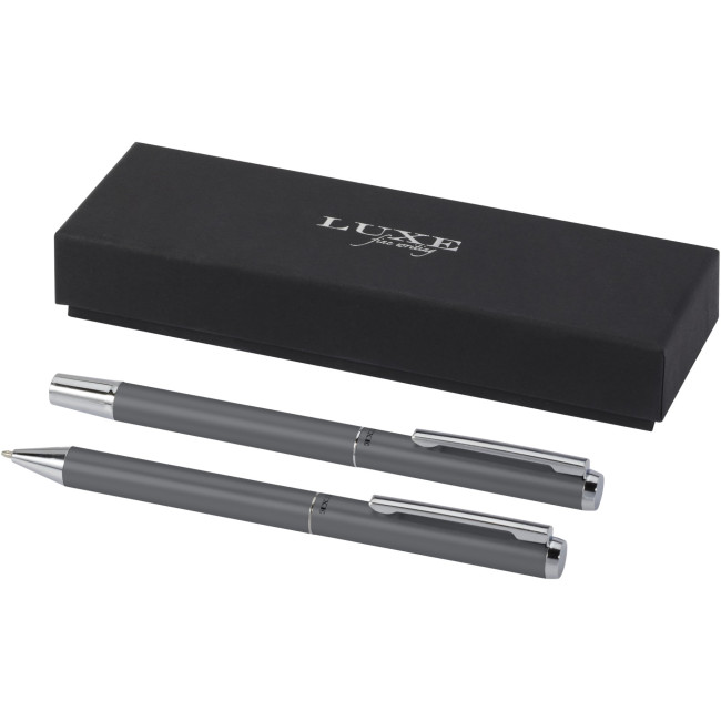 Promotional Lucetto Recycled Aluminium Ballpoint And Rollerball Pen Gift Set - Image 2