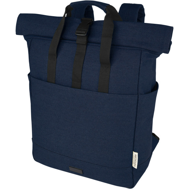 Promotional Joey 15” GRS Recycled Canvas Rolltop Laptop Backpack 15L - Image 2