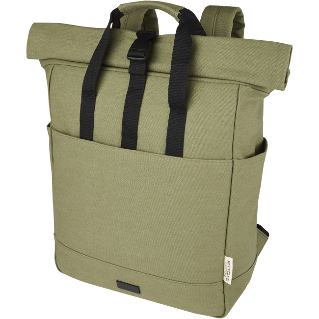 Promotional Joey 15” GRS Recycled Canvas Rolltop Laptop Backpack 15L - Image 3