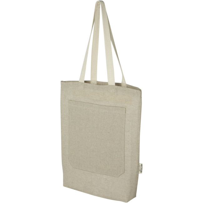 Promotional Pheebs 150 g/m² Recycled Cotton Tote Bag With Front Pocket 9L - Image 6