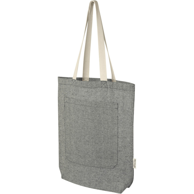 Promotional Pheebs 150 g/m² Recycled Cotton Tote Bag With Front Pocket 9L - Image 3