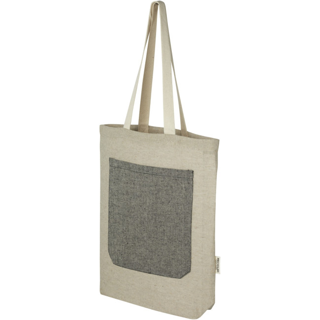 Promotional Pheebs 150 g/m² Recycled Cotton Tote Bag With Front Pocket 9L - Image 1