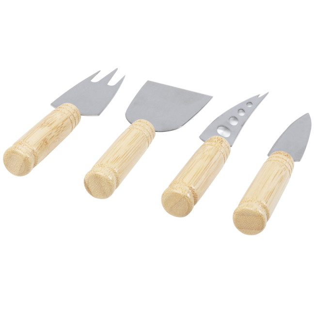 Promotional Cheds 4-Piece Bamboo Cheese Set