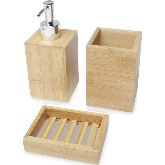 Promotional Hedon 3-Piece Bamboo Bathroom Set