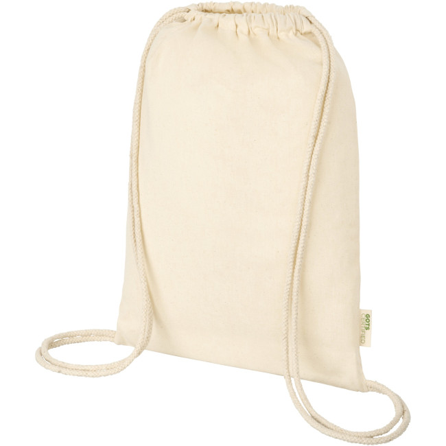 Promotional Orissa 140 g/m² Gots Organic Cotton Drawstring Backpack 5L - Image 3