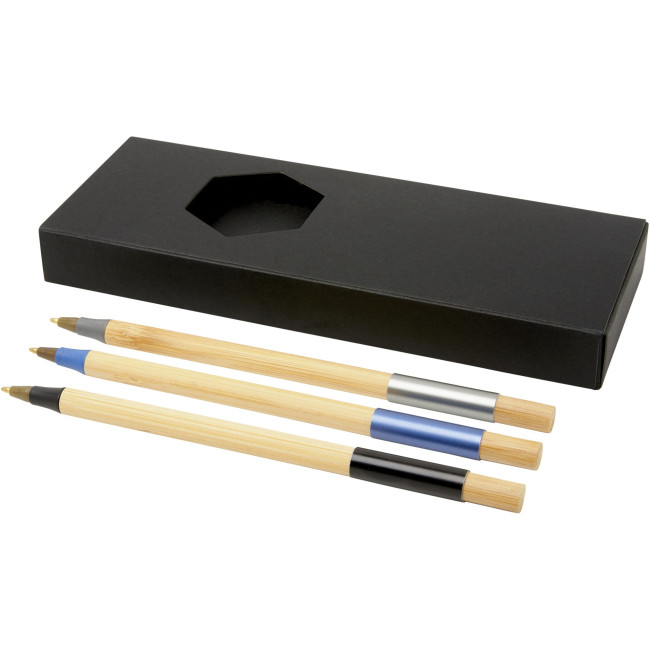 Promotional Kerf 3-Piece Bamboo Pen Set