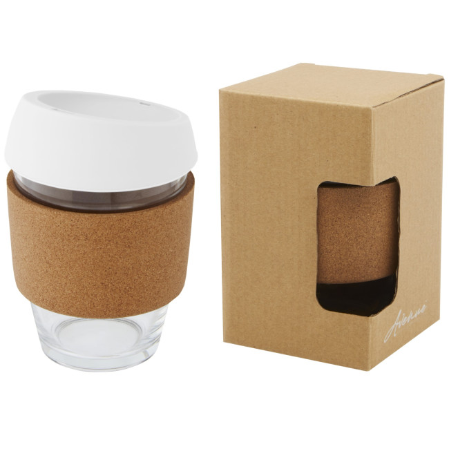 Promotional Lidan Borosilicate Glass Tumbler With Cork Grip And Silicone Lid 360ml - Image 2