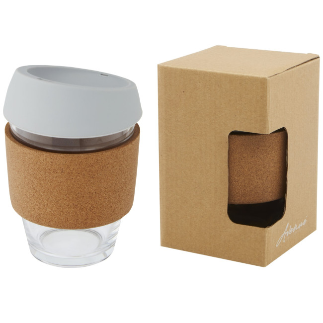 Promotional Lidan Borosilicate Glass Tumbler With Cork Grip And Silicone Lid 360ml - Image 3