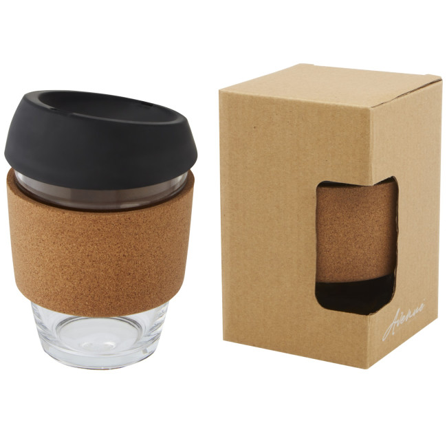 Promotional Lidan Borosilicate Glass Tumbler With Cork Grip And Silicone Lid 360ml - Image 4