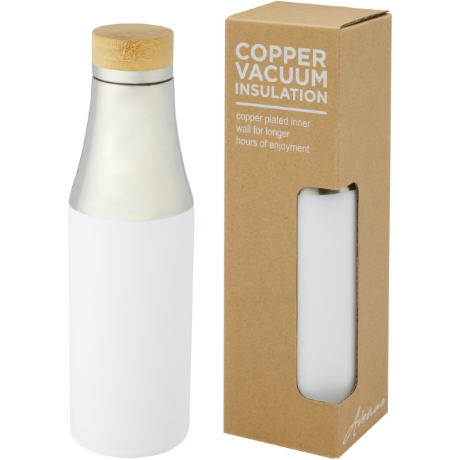 Promotional Hulan Copper Vacuum Insulated Stainless Steel Bottle With Bamboo Lid 540ml - Image 2