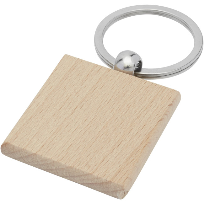 Promotional Gioia Beech Wood Squared Keychain