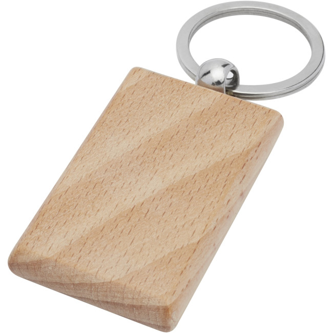 Promotional Gian Beech Wood Rectangular Keychain