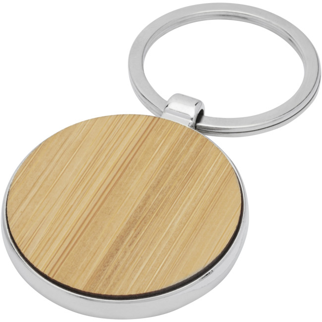 Promotional Nino Bamboo Round Keychain