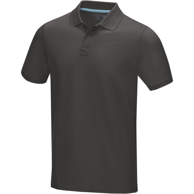 Promotional Graphite Short Sleeve Men’s GOTS Organic Polo - Image 2